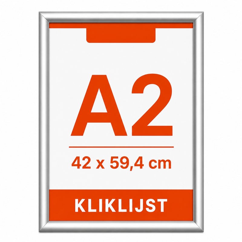 A2 kliklijst 25 mm aluminium met inlegvel A2 42 x 59,4 cm