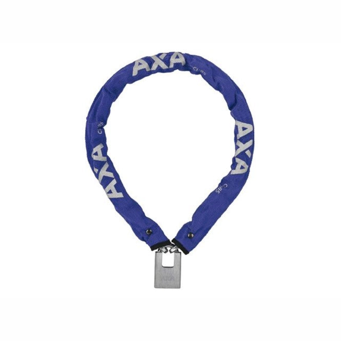 AXA Clinch+ 85/6 kettingslot in blauw, ketting met AXA-opdruk en slot