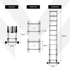 Maatschets Mexxo telescoopladder 3,20 meter: traptreden en uitgeklapte hoogte 320 cm