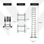 Maatschets Mexxo telescoopladder 4,40 meter: traptreden en uitgeklapte hoogte 440 cm