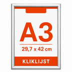 A3 kliklijst 25 mm aluminium met inlegvel A3 29,7 x 42 cm
