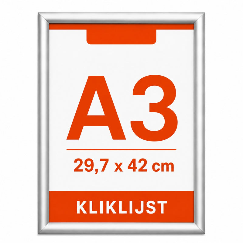 A3 kliklijst 25 mm aluminium met inlegvel A3 29,7 x 42 cm