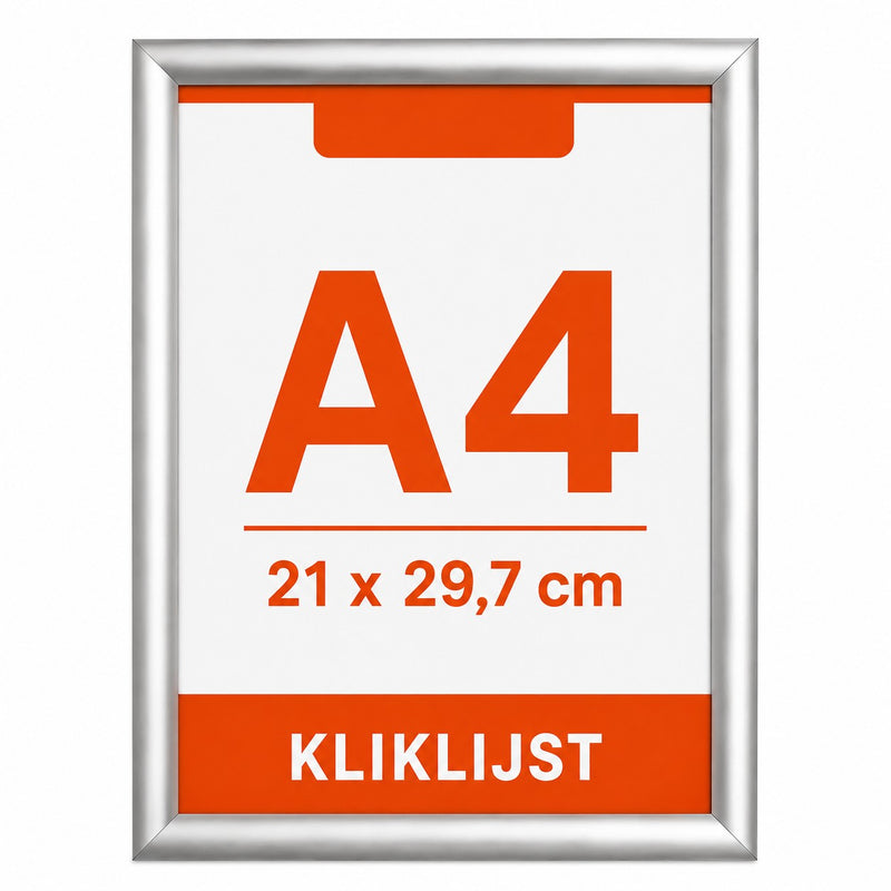 A4 kliklijst 25 mm aluminium met inlegvel A4 21 x 29,7 cm