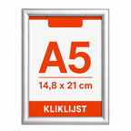A5 kliklijst 25 mm aluminium met inlegvel A5 14,8 x 21 cm