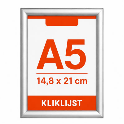 A5 kliklijst 25 mm aluminium met inlegvel A5 14,8 x 21 cm