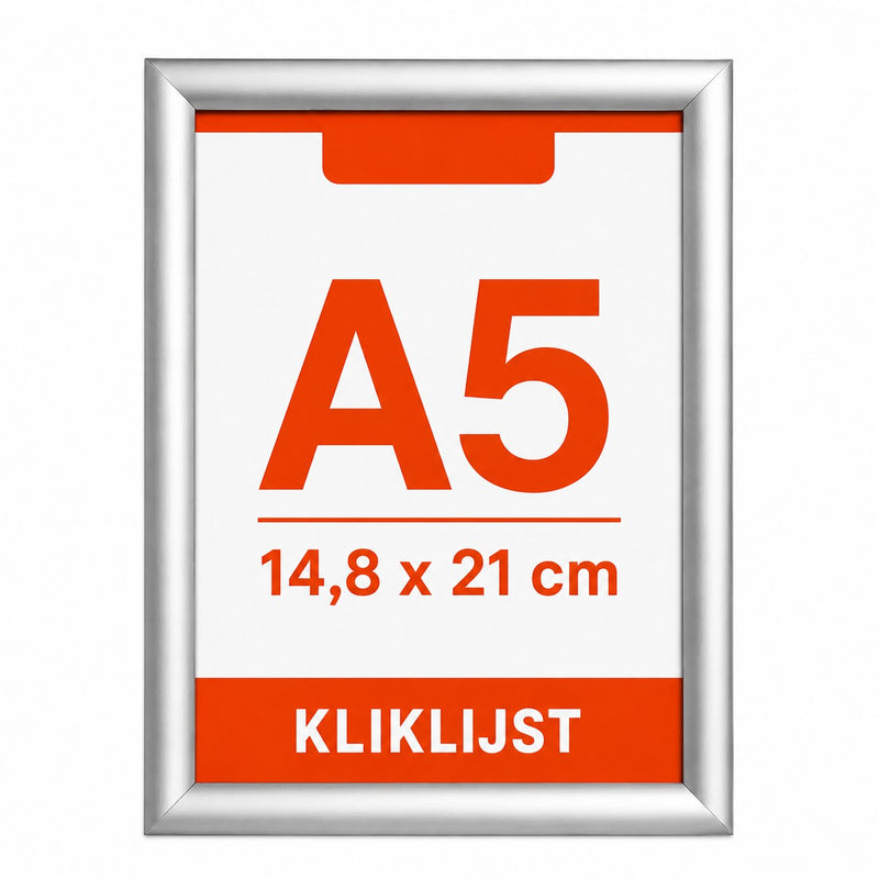 A5 kliklijst 25 mm aluminium met inlegvel A5 14,8 x 21 cm