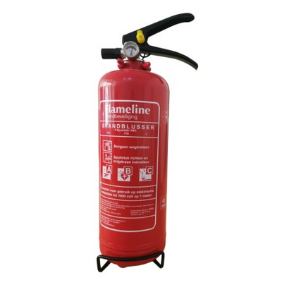 Flameline poederblusser 2 kg ABC, rode cilinder met etiket