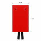 Rode hardcase van de Mexxo blusdeken 120x120 cm, maatschets 16 x 23 cm
