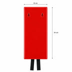 Rode hardcase van de Mexxo blusdeken 120x180 cm, maatschets 18 x 34 cm