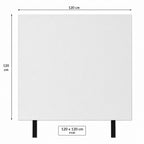 Uitgevouwen witte blusdeken met maataanduiding 120 x 120 cm