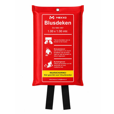 Mexxo blusdeken 100x100 cm in rode softcase met gebruiksinstructies