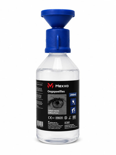 Mexxo oogspoelfles 200 ml NaCl 0,9% met blauwe oogdop