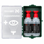 Mexxo oogspoelstation geopend, met twee oogspoelflessen van 500 ml