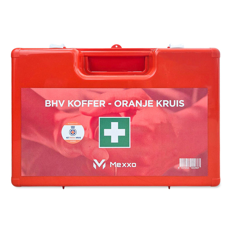 Mexxo BHV verbandkoffer Oranje Kruis, oranje koffer met opschrift BHV KOFFER - ORANJE KRUIS