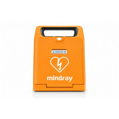 Mindray BeneHeart C1A AED, oranje behuizing met handgreep, vooraanzicht