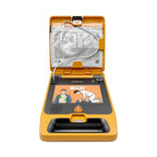 Mindray BeneHeart C1A AED geopend, met elektroden en instructies in het deksel