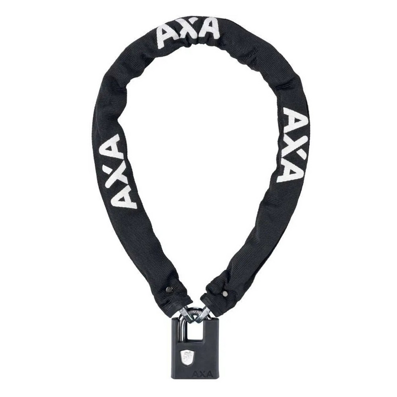 AXA Clinch+ 85/6 kettingslot in zwart, ketting met AXA-opdruk en slot