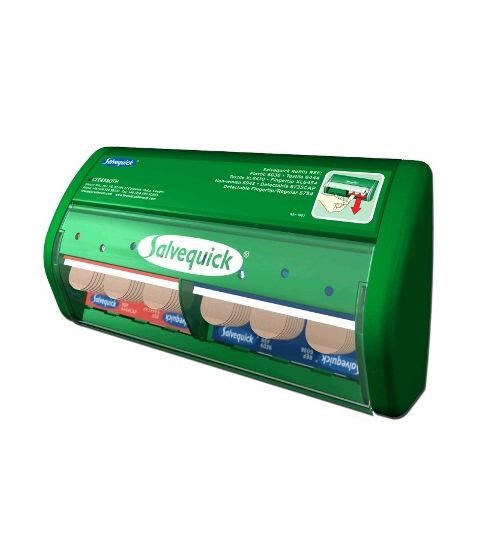 Salvequick pleisterdispenser, groene wanddispenser met pleisters